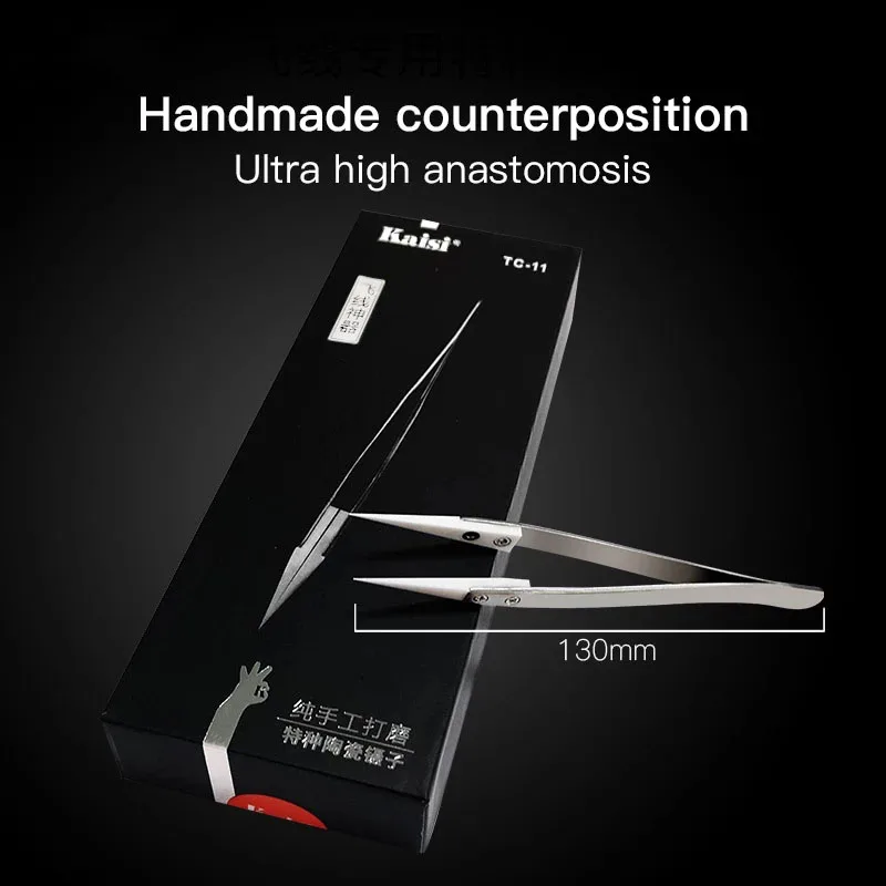 

Kaisi Anti-static Ceramic Tweezers Fly Line Fingerprint Tweezers for Phone Repair Copper Wire Clip Jumper Line 0.01mm