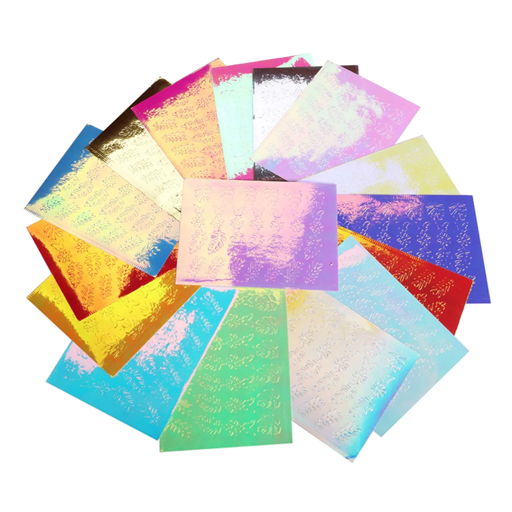 

16pcs Iridescent Adhesive Nail Stickers Christmas Tips Nails Decals Stencils