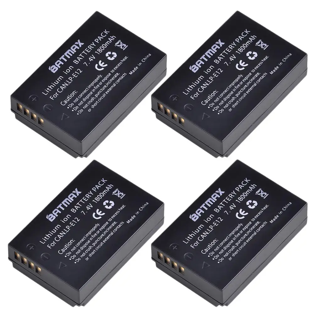 4 шт. аккумулятор для цифровой камеры LPE12 LP E12 1800 мАч светодиодный USB зарядное