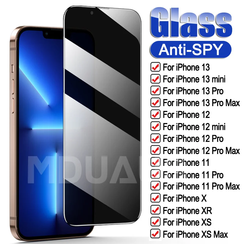 

9999D антишпионское закаленное стекло для iPhone 13 12 mini 11 Pro XS Max X XR, защитная пленка для экрана iPhone 7 8 6 6S Plus, зеркальное стекло