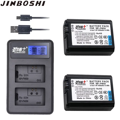 2X B and Charger 4 шт. NP-FW50 NP FW50 Батарея+ 2 слота ЖК-дисплей USB Зарядное устройство для sony Alpha a7r2 a6500 a6300 a6000 a5100 a5000 a3000 NEX-5T 5t 5R - Цвет: 2X B and Charger