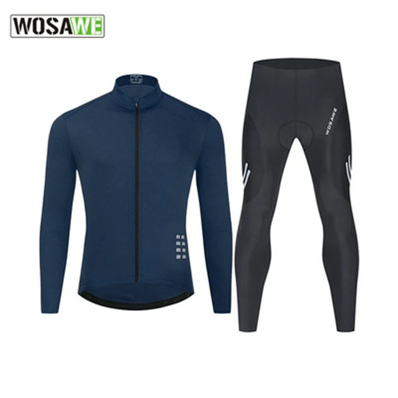 

Мужской комплект для велоспорта WOSAWE, быстросохнущие дышащие штаны с длинными рукавами и силиконовой подушкой, весна-лето