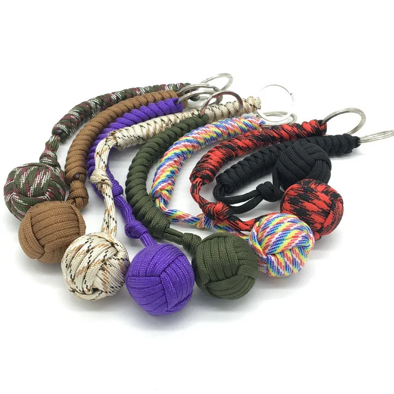 Outdoor Security Protection Black Fist Steel Ball for Girl Bearing Self Defense Lanyard Survival Key Chain Broken Windows