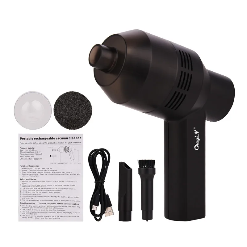 

3 In 1 Car Vacuum Cleaner Wireless Handheld Auto Vacuum Cleaner USB Rechargeable Blower Cleaner Brush For Keyboards Computer