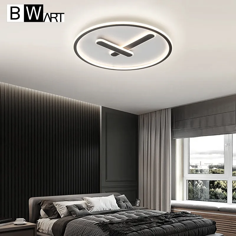 BWART современная светодиодная люстра с часами для гостиной спальни алюминиевый