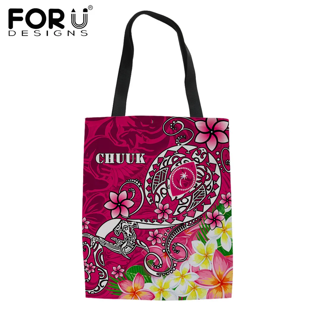 

FORUDESIGNS, Женская Холщовая Сумка-тоут, полинеиновый этнический Гавайский принт, экологически чистые многоразовые портативные женские сумки ч...