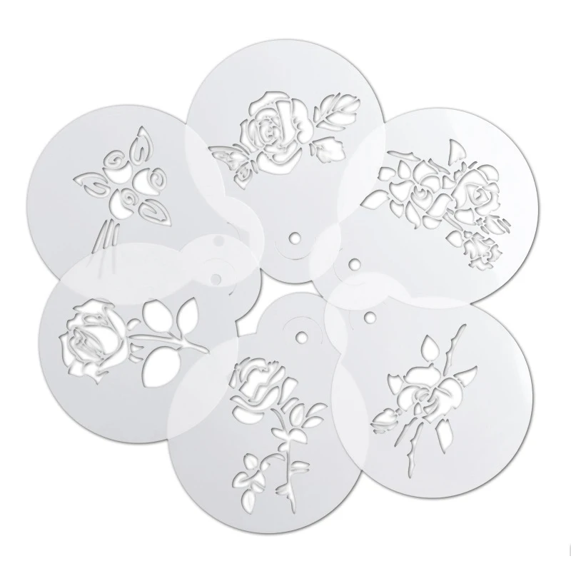 6 шт./компл. трафареты для выпечки кофе капучино|Трафареты кофе| |