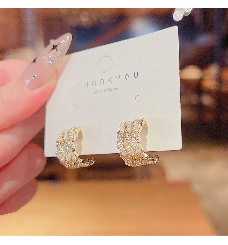 Новые модные серьги-кольца в Корейском стиле женские милые с имитацией жемчуга