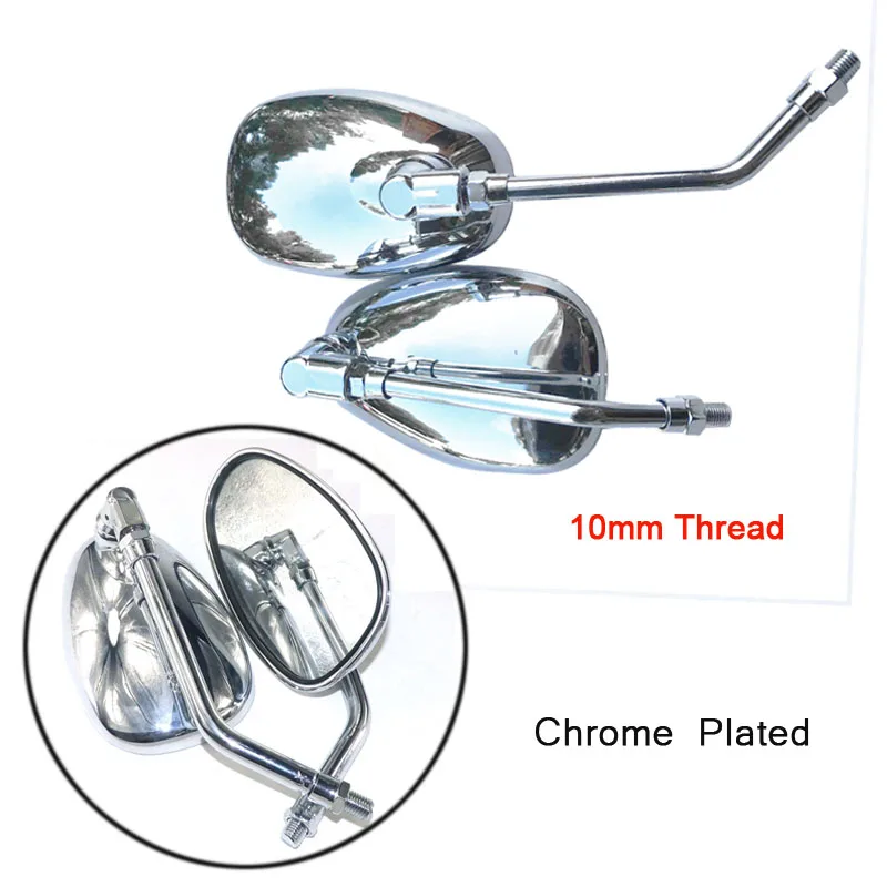 

Motorcycle Chrome Oval Side Mirrors 10mm Thread for 150 Scooter Baron BMS Retro Lance Vintage 150T-E Rear View Mirrors