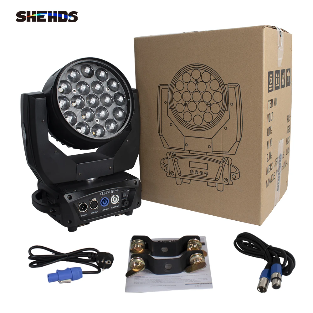 

SHEHDS Новое обновление светодиодного луча + мытья 19x15 Вт / 6x15 Вт RGBW зум-освещение DXM для DJ Disco Bar Party Рождественские огни Оборудование