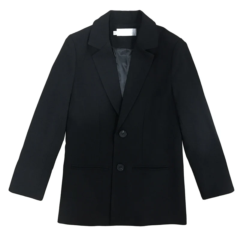 

Notched Collar Women Jacket Single Breasted Black Casual Blazer Full Sleeve Fashion Outerwear Female Blaser Tops