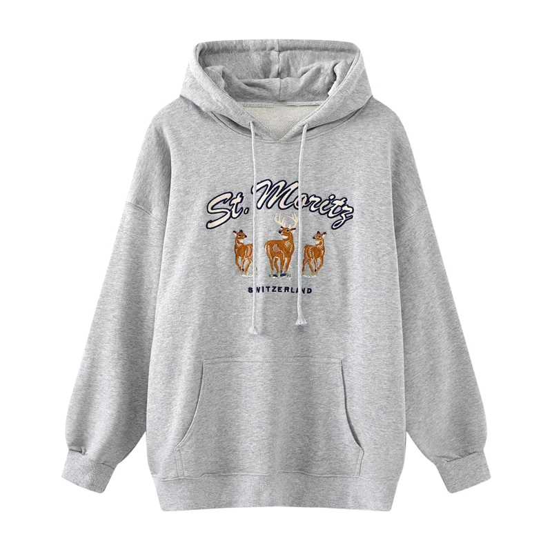 

Women 2021 Autumn Fashion Loose Casual Chic Sweatshirt Girls Stylish Hoodies Ladies Elegant Streetwear Cotton Pullover Female