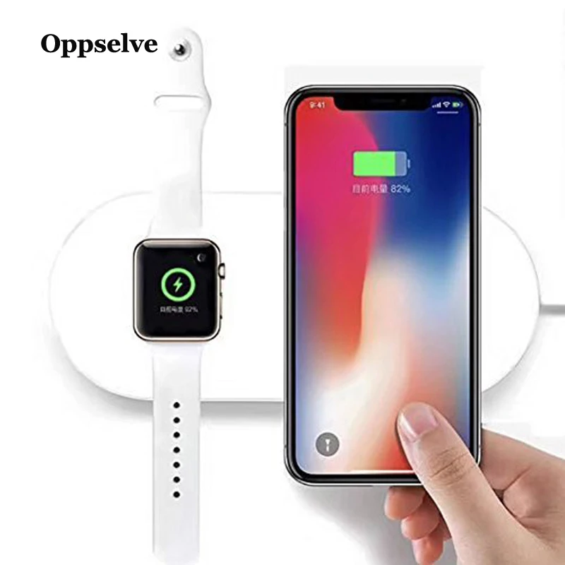 Беспроводное зарядное устройство 2 в 1 Qi для iPhone 11 Pro Xr X S Max Apple Watch 3 беспроводная