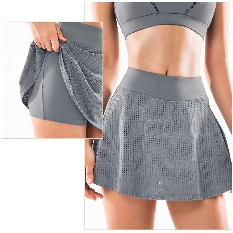 Женские юбки для бега тренажерного зала с высокой талией защитные трико юбка