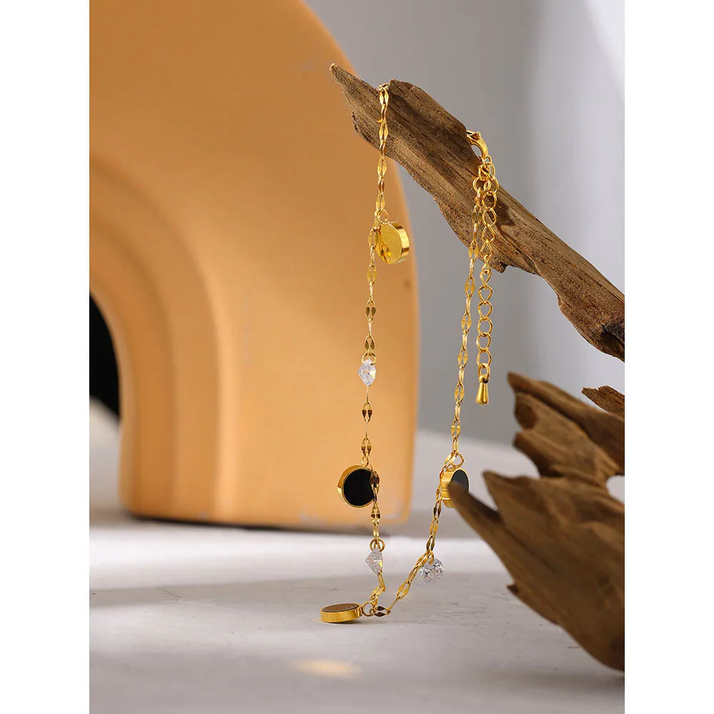 Изысканный круглый эмалированный Золотой ножной браслет Yhpup водонепроницаемые