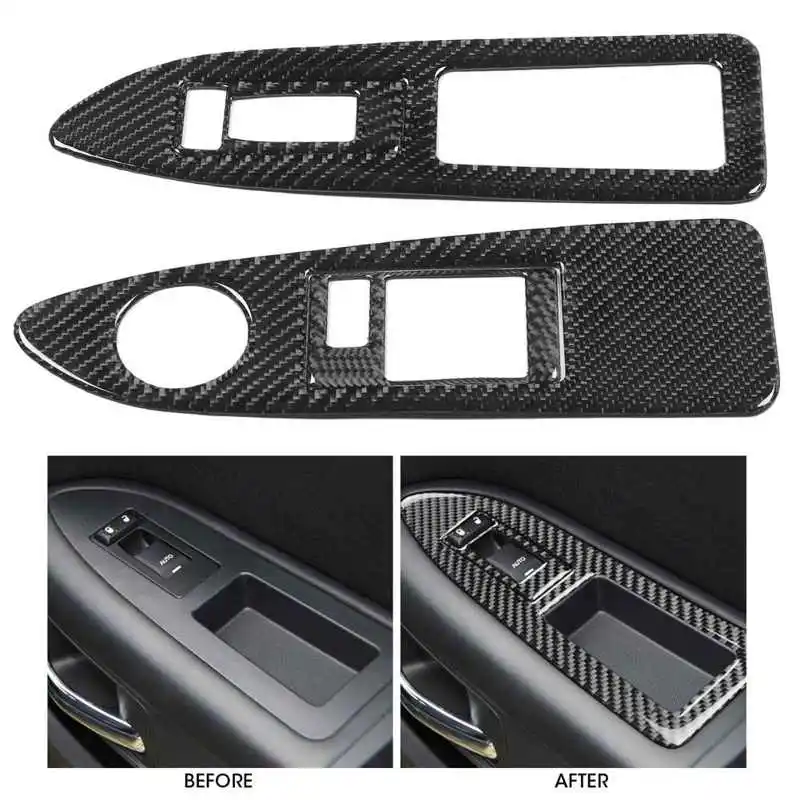 

4pcs Window Switch Lift Panel Switch Trims Carbon Fiber Fit for Dodge Challenger 2008-2014 LHD
