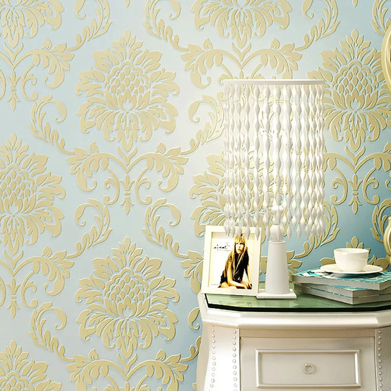 

Luxury European Wallpaper Living Room Bedroom TV Background Wall Wallpaper 3D Wallpaper Embossed Damascus