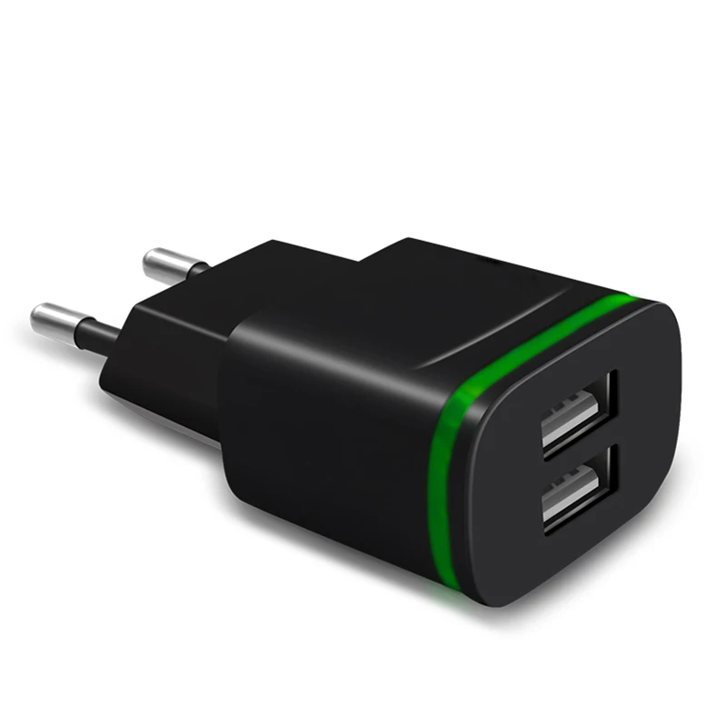 Светодиодный светильник Micro USB зарядное устройство Eu 5V 2A 2 порта адаптер питания для быстрой зарядки для iPhone 6 7 8 Plus XS MAX Smasung S10 huawei P30 Pro