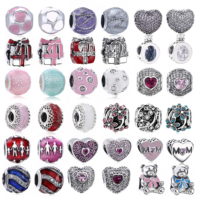2 шт./лот серебряные бусины с подвесками в виде мам сердец цветов короны подходят