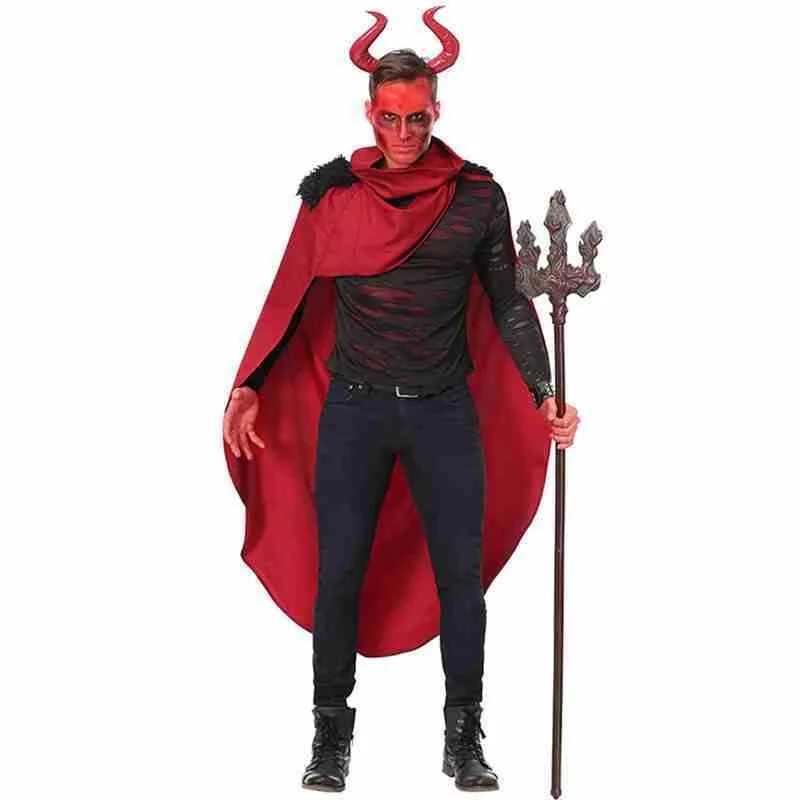 

Men's Devil Costumes Halloween Headgear Evil Horror Demon Costume Fire frame Robe Halloween Cosplay Carnival Party Costumes