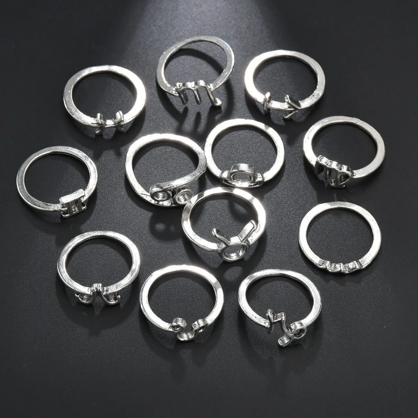 Minimalist Small Open Gold Silver Color 12 Star Signs Finger Rings Birthday Friendship Jewelry Gift Personality Zodiac Sign Ring | Дом и сад