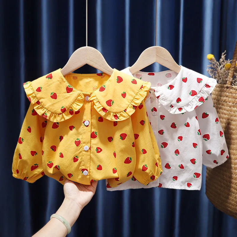 VFOCHI блузка для девочек детские топы гофрированный воротник 7 цветов рубашка с