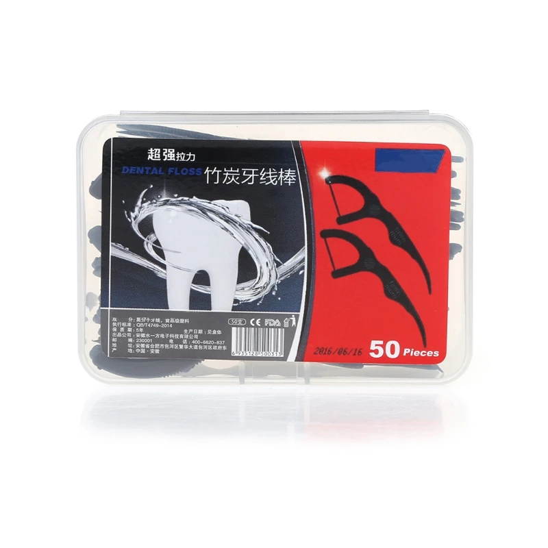

Drop Ship. 50pcs Bamboo Charcoal Dental Floss Teeth Toothpicks Stick Oral Care Tooth Clean