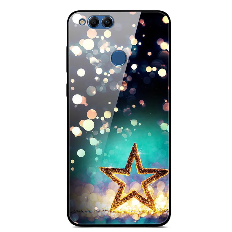 Для huawei Honor 7X чехол 5,9" Звездный узор закаленное стекло чехол для huawei Honor 7X чехол Honor7X силиконовый бампер 8X 9X Капа - Цвет: 22