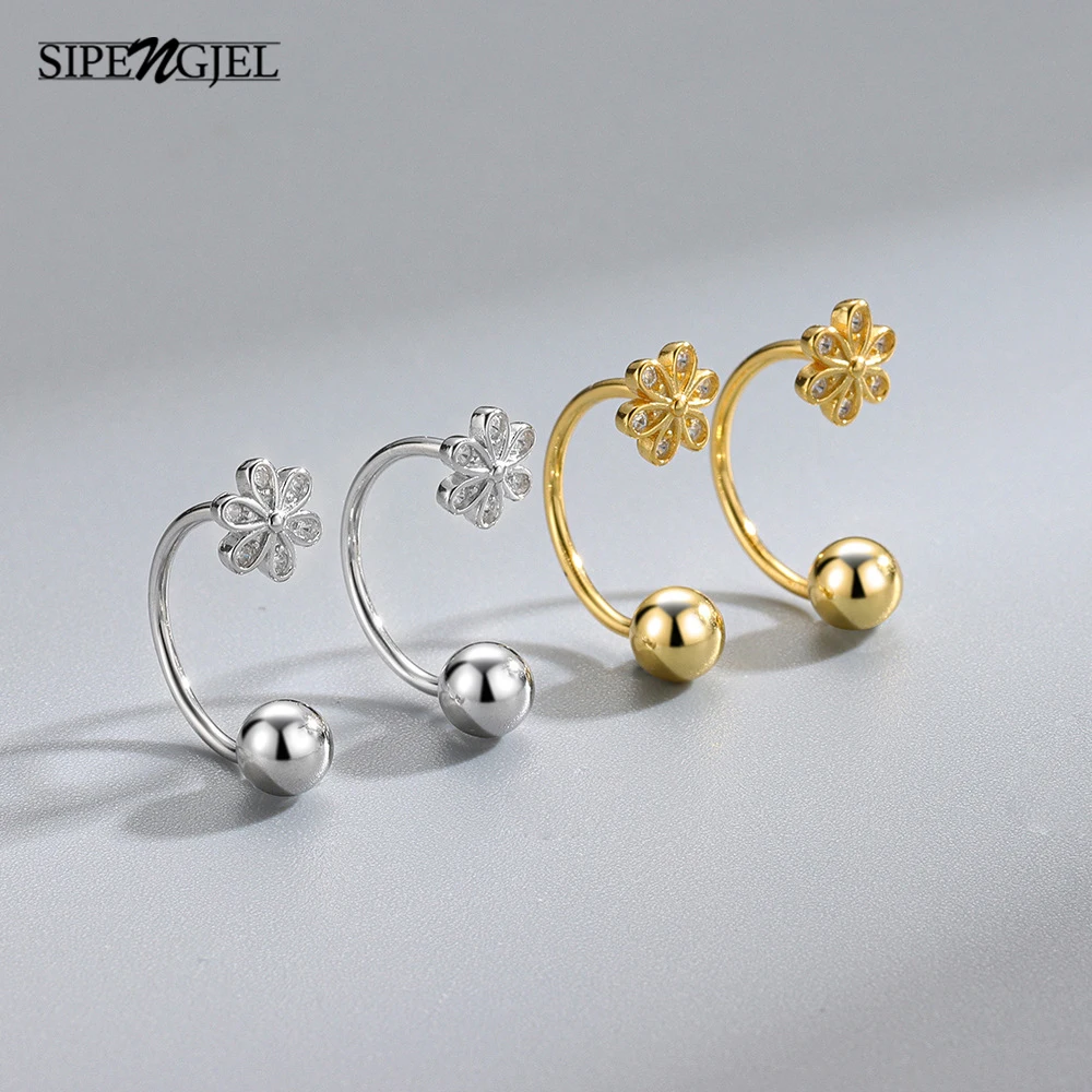 

SIPENGJEL Fashion Charm Flower Screw Stud Earrings For Women Stainless Steel Piercing Fine Earrings Jewelry