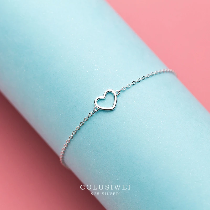 

Colusiwei Genuine 925 Sterling Silver Romantic Heart Link Chain Bracelets & Bangles for Women Authentic Silver Jewelry Gift