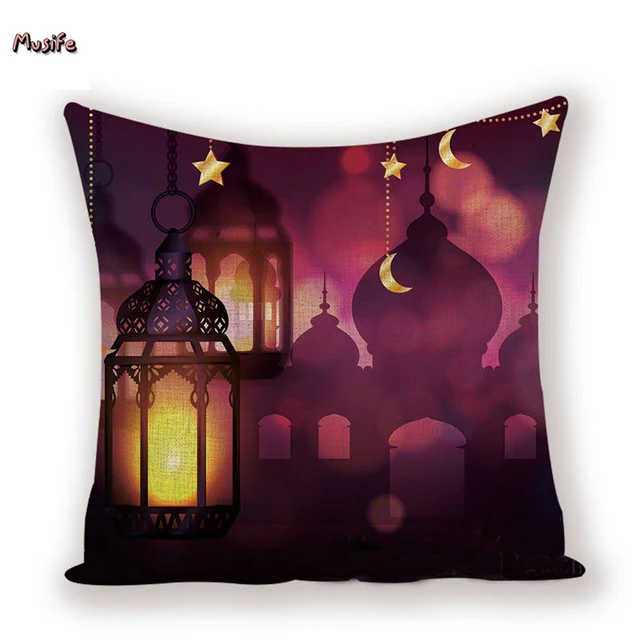 

Geometric Square Polyester Cushion Cover Eid Mubarak Decorative Cushion Home Bedroom Hotel Car Decorative Cushion Cover 45x45cm.