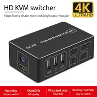 4k usb kvm switcher box 4 port 4k hdmi compatible usb kvm switch kvm console hub for pc keyboard mousefor ps2 interface