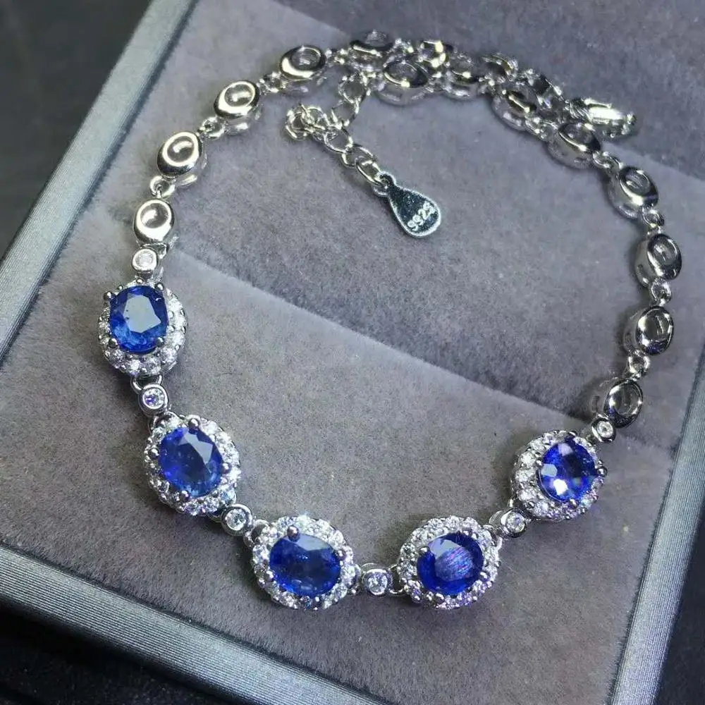 

100% Natural And Real Sapphire bracelet Free shipping 100% Real natural sapphire Bracelet 925 sterling silver Bracelet