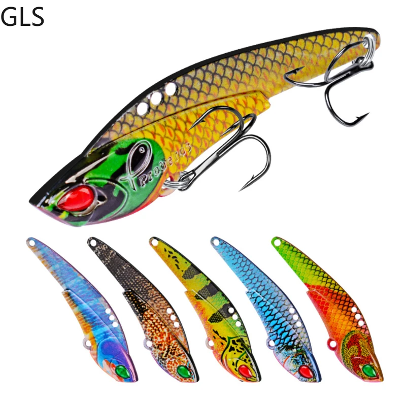 

GLS 2021 New 1Pcs High Quality 5 Colors Fishing Tackle VIB Fishing Lure 22g 7.7cm Metal 3D Eyes Fake Lure