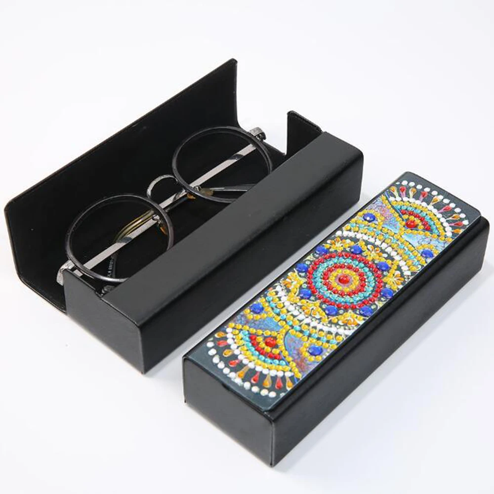 

New Fine DIY Diamond Painting Eye Glasses Case Travel Leather Sunglasses Storage Box Diamond Painting Eyeglass Box Arts Gifts