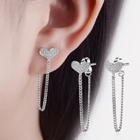 long flash drill love tassel studs womens jewelry 2021 kpop earrings chain earring ear piercing pendant earring gifts for women