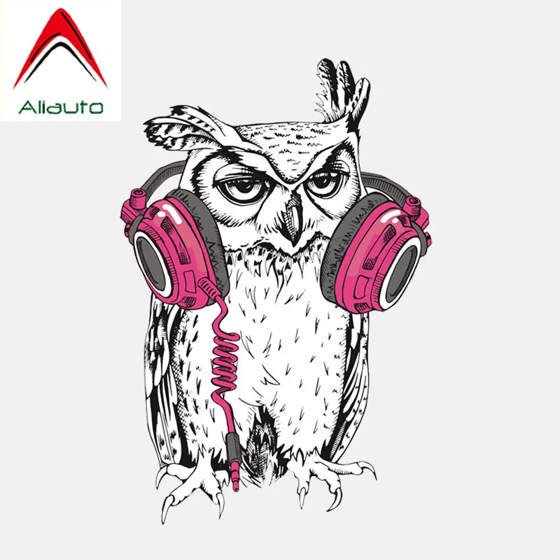 

Aliauto Creative Car Sticker Owl Wearing Headphones PVC Decoration Personality Sunscreen Reflective Funny Cartoon Decal,14cm*9cm
