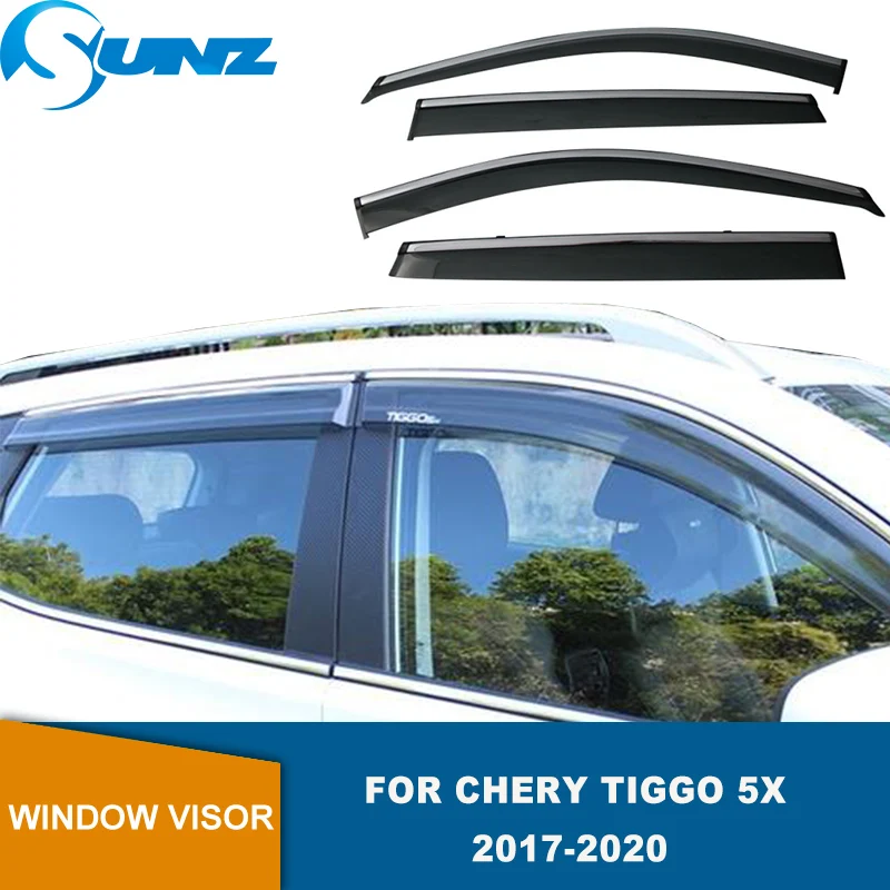 

Side Window Deflectors For Chery Tiggo 5X 2017 2018 2019 2020 4pcs Chrome Trim Window Visor Sun Rain Guards Weathershields SUNZ