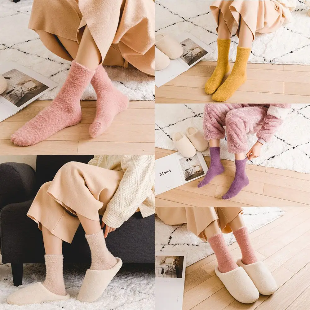

Lady Winter Knitting Soft Warm Thicken Women Socks Bed Floor Socks Plush Coral Fleece