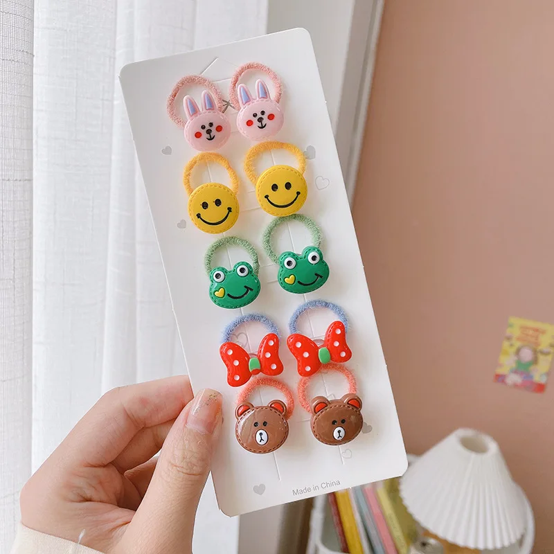 

10 Pcs/Lot Cute Colorful Flower Cartoon Small Hair Band For Kids Girls Sweet Rubber Band Hair Ties Rope Fashion Hair Accessories