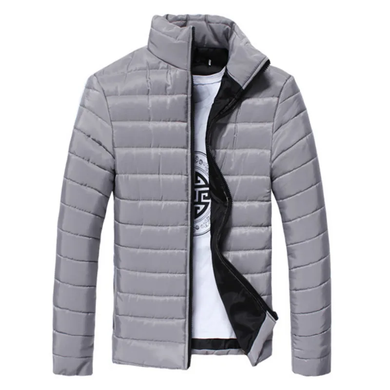 Зимняя мужская куртка 2019 модная с воротником стойкой одноцветная и Мужская