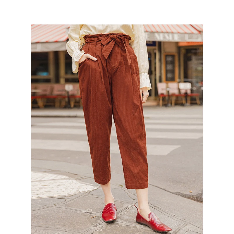 INMAN/весенне-осенние модные вельветовые штаны-шаровары из чистого хлопка с