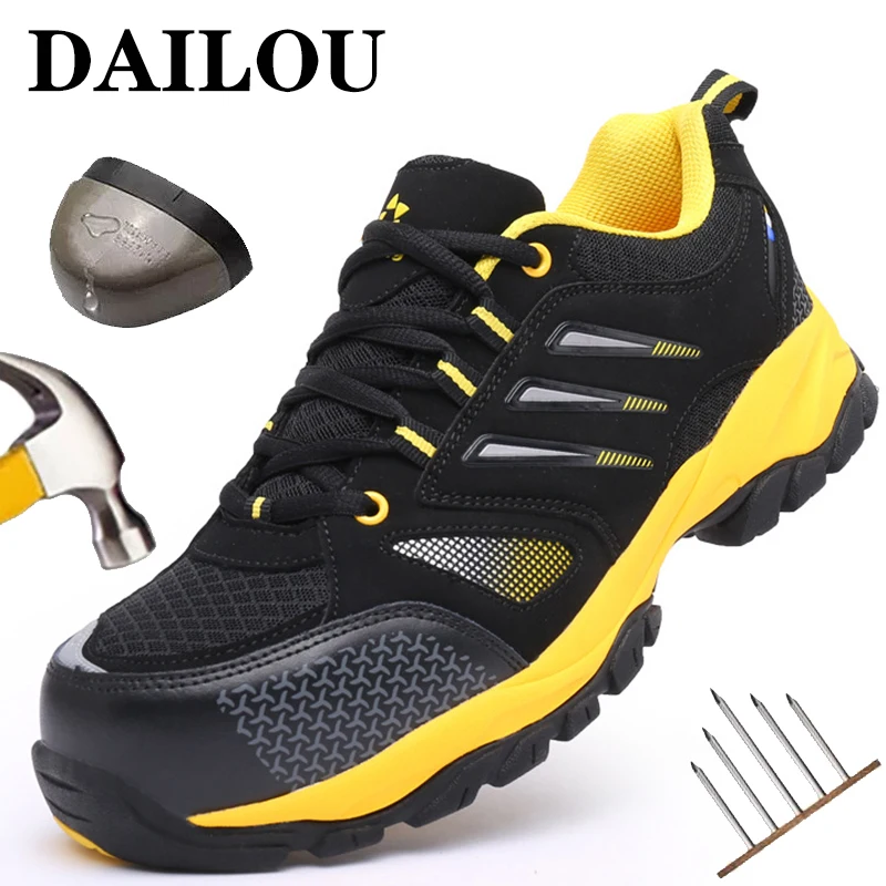 

Мужские защитные ботинки со стальным носком, рабочие ботинки для мужчин, защитные ботинки, проколостойкая защитная обувь, мужские дышащие р...