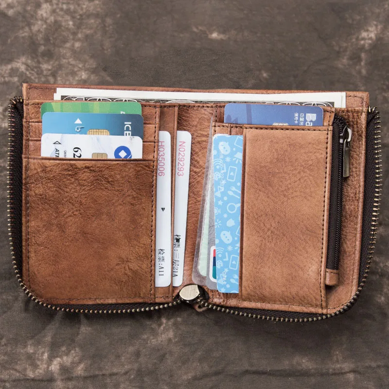 AETOO Винтажный Мужской короткий кошелек кожаная Большая Вертикальная