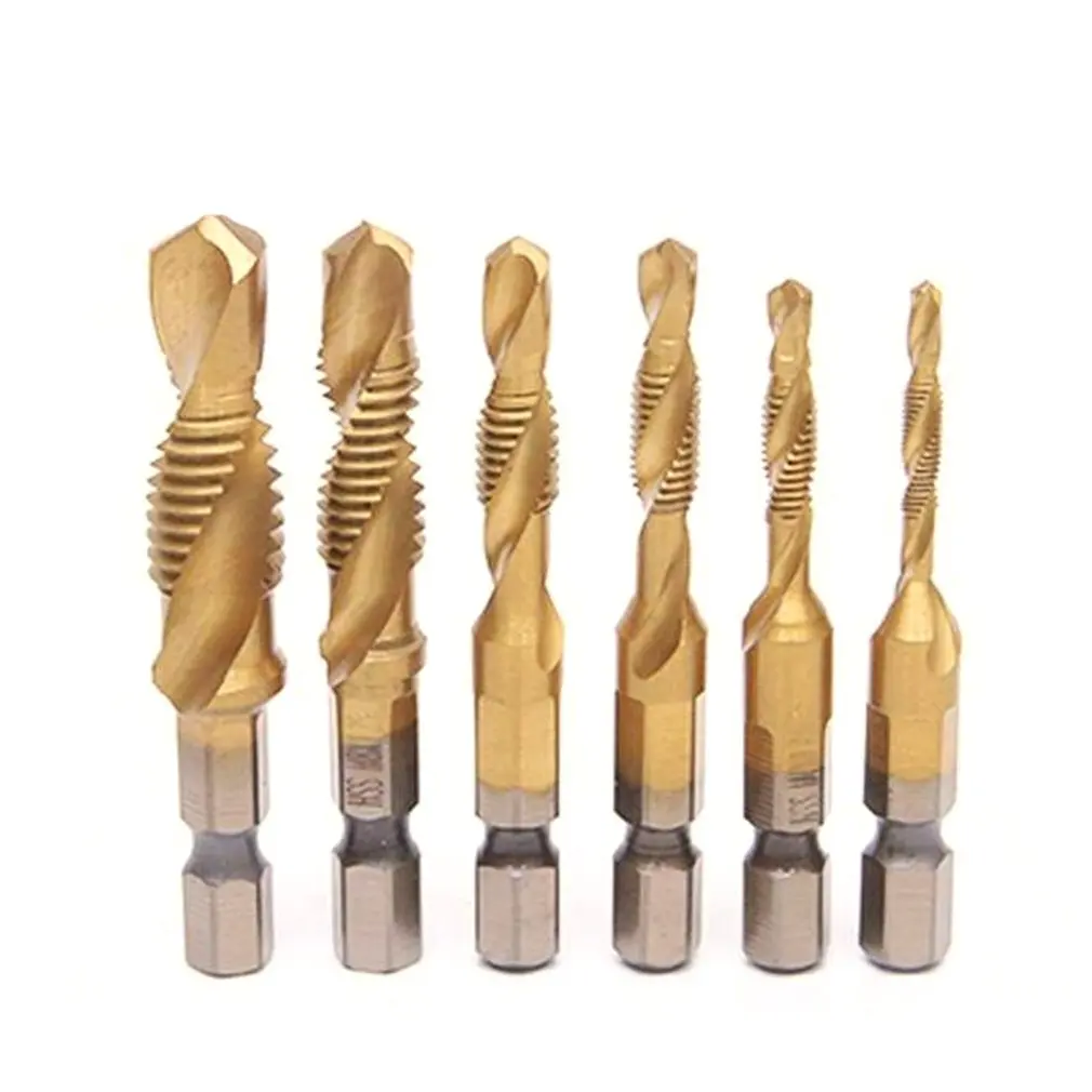 

6pcs/set Tapping Drill Bit Drilling Tapping Composite Wire Tapping Drill Bit High Speed Steel Multifunctional Integrated Tap