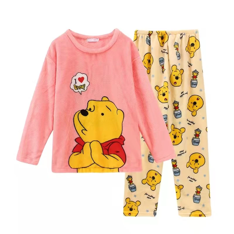 Girls Cute Pajamas 2 Pieces Anime Homesuits Kawaii Pyjama Coral Velvet Winter Clothes for Women Full Length Kawaii Japan Pyjama