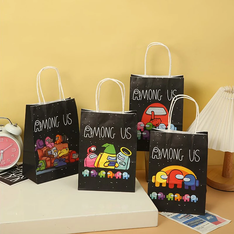 

5 Pieces Of Party Cartoon Net Red Tote Bag Gift Bag Candy Paper Bag Birthday Shopping Bag