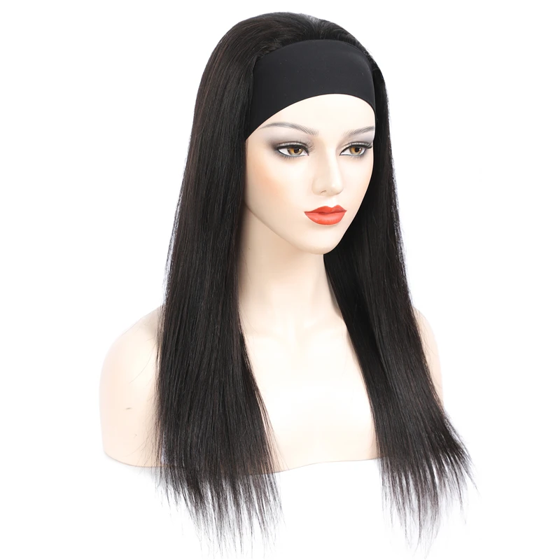 Suttie волосы парик с головной повязкой человеческие прямые цельные штаны