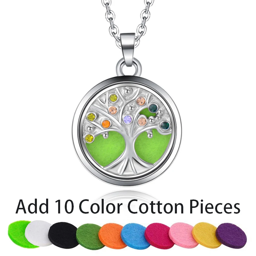 

Tree Open Locket Perfume Essential Oil Diffuser Locket Sweater Chain Long Necklace Aromatherapy Jewelry Pendant Accessories