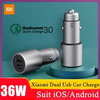 original 36w xiaomi car charger dual usb adapter qc3 0 fast charge car chargers for redmi note 8 9 9s mi a3 poco x3 pro 4x 6a 7a